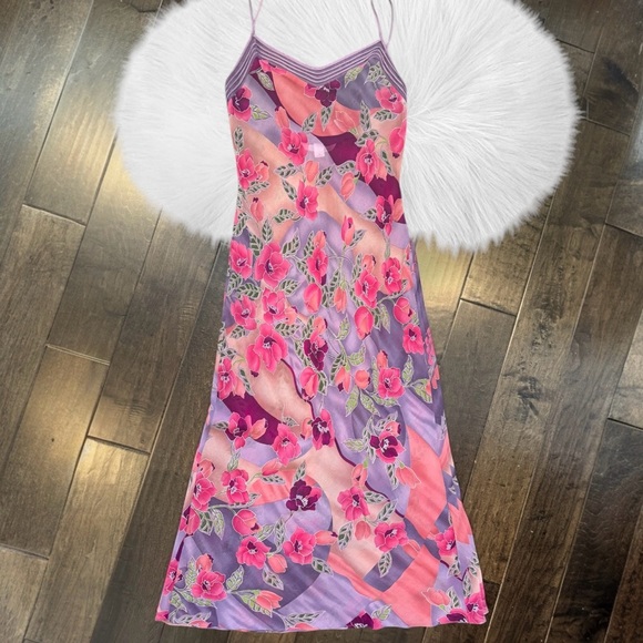 🌺SOLD🌺 2001 Victoria’s Secret Silk Chiffon Floral Vintage Maxi Gown Slip Dress - Picture 6 of 8